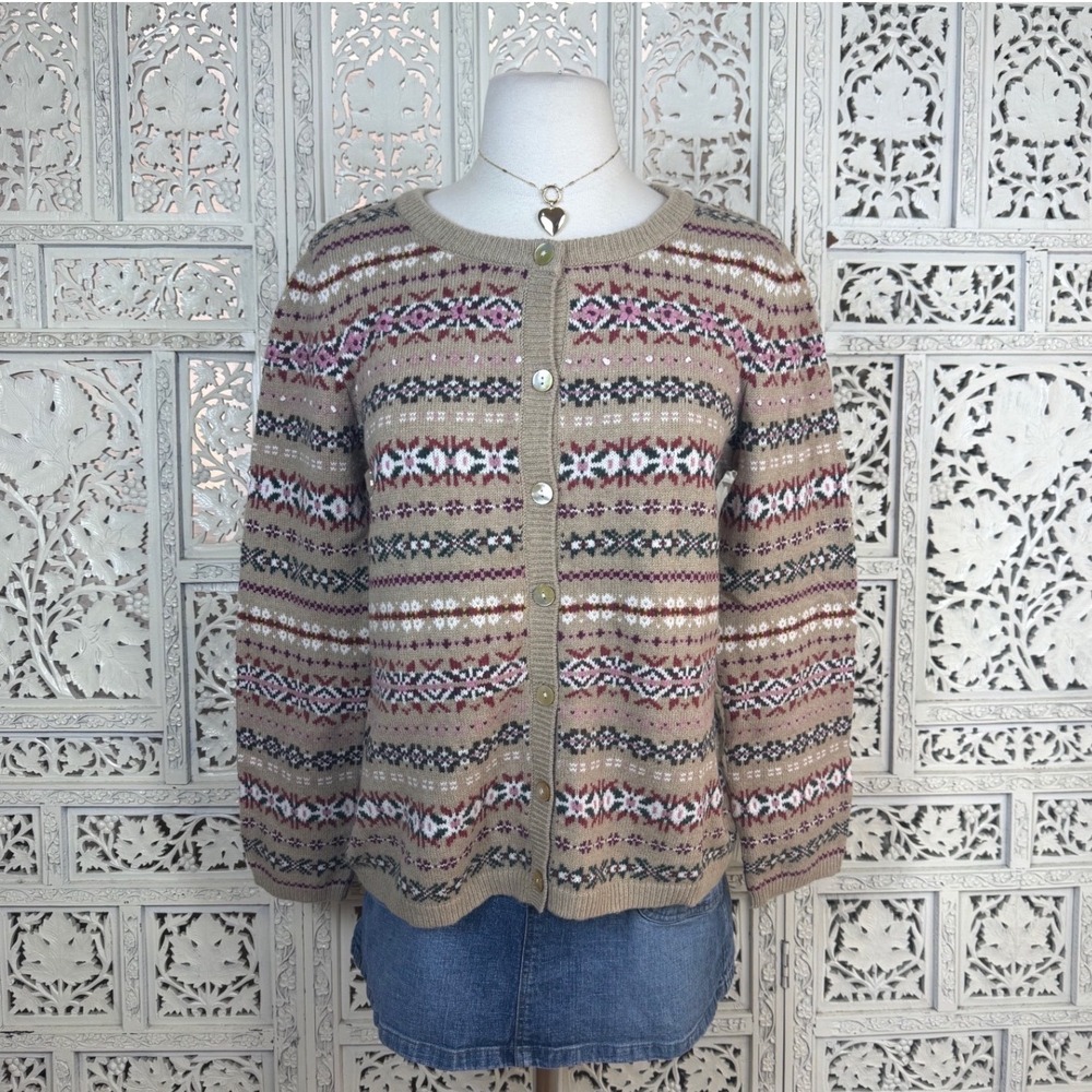 Appleseeds NWT Limited Edition Colorful‎ Fair Isle Grannycore Cottage Cardigan
